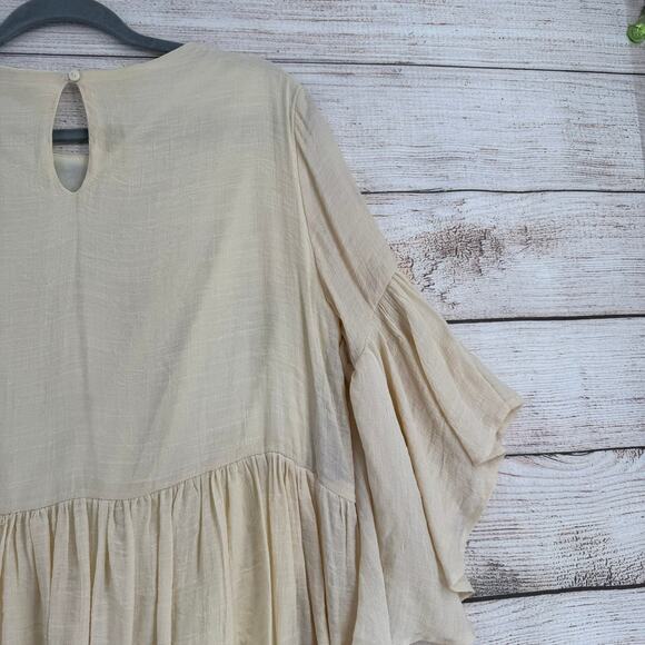 Umgee USA Floral Embroidered Mini Dress Womens XL Cream Green Blue Red Lined - Picture 13 of 14